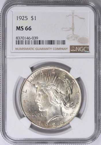 1925年 ピースシルバードル 1ドル NGC MS 66｜WORLD RESOURCE【QUEEN店】
