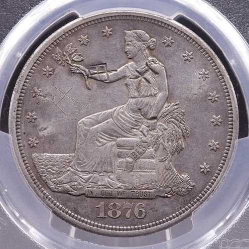 1876-S 貿易ドル T$1 銀貨 PCGS 純正チョップマーク グラフィティ AU 詳細｜WORLD RESOURCE【QUEEN店】
