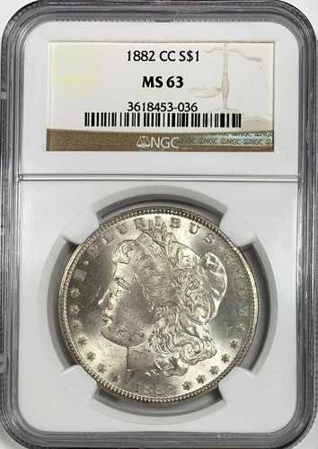 1882-CC 1 ドル モルガン銀貨、NGC グレード MS 63、カーソン シティ造幣局!｜WORLD RESOURCE【QUEEN店】 102,850円