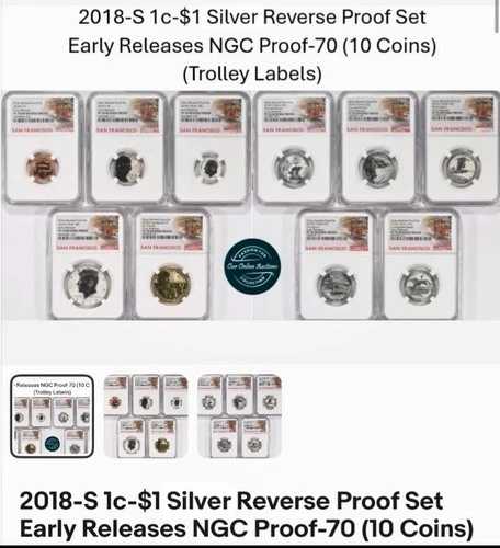 2018-S 1セント-1ドル シルバー リバース プルーフ セット早期リリース NGC プルーフ-70 (10枚)｜WORLD RESOURCE【QUEEN店】