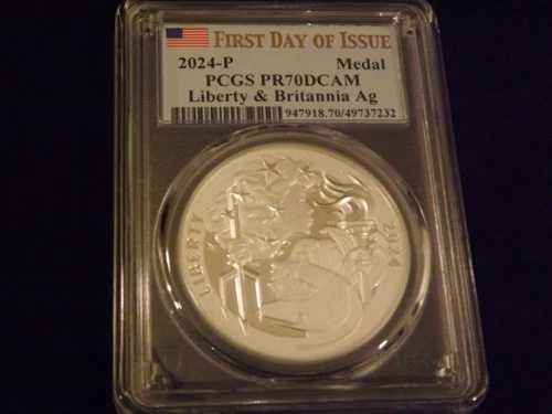 2024-P リバティ＆ブリタニア ファーストストライクメダル PCGS PR 70