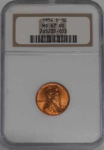1954-D リンカーン・ウィート・セント 1セント NGC MS-67 RD