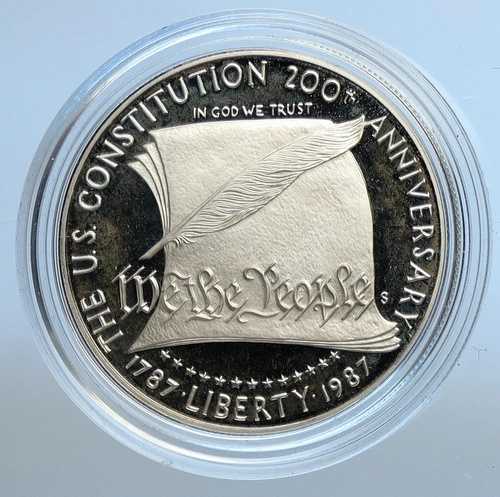 1987年 アメリカ合衆国憲法 羽根飾りスクロール プルーフ銀貨 i111171