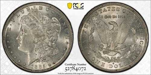 1885-S 1ドル モルガン・ダラー PCGS AU58