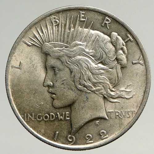1922年米国アンティークシルバーピースドルコイン（自由と鷲の紋章付き）i93638