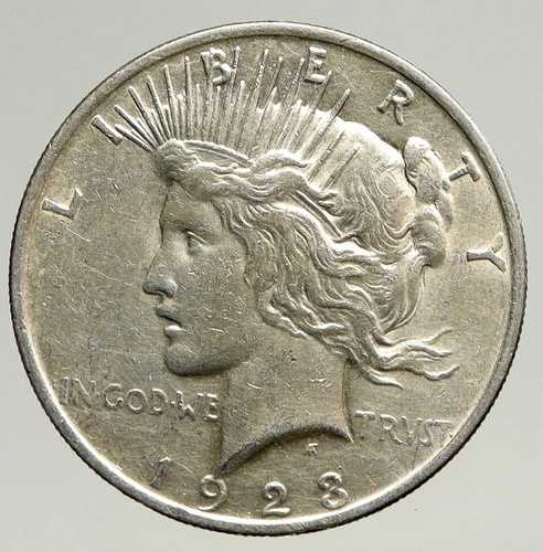 1923年米国アンティークシルバーピースドルコイン（自由と鷲の紋章付き）i93644