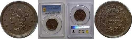 1852年 ラージセント PCGS MS-63 BN