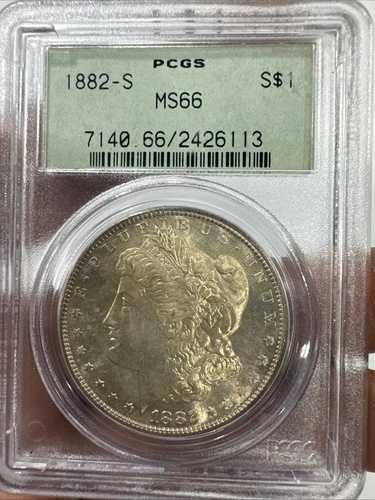 1882年-Sサンフランシスコ モーガンシルバー $1 PCGS Ms66 オールドグリーンホルダー-