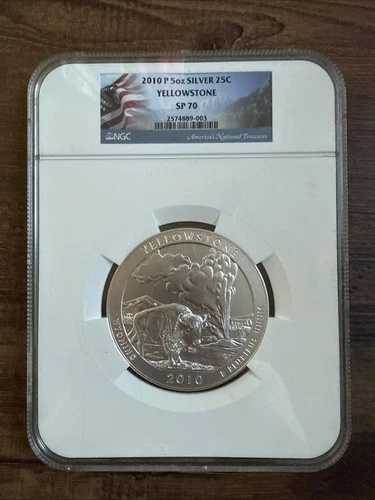 2010-P イエローストーン ATB 5オンス シルバー クォーター 25セント NGC SP70