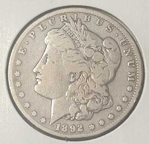 1892年-CC モルガン銀貨、希少！良好な状態/VF、豊かな色調