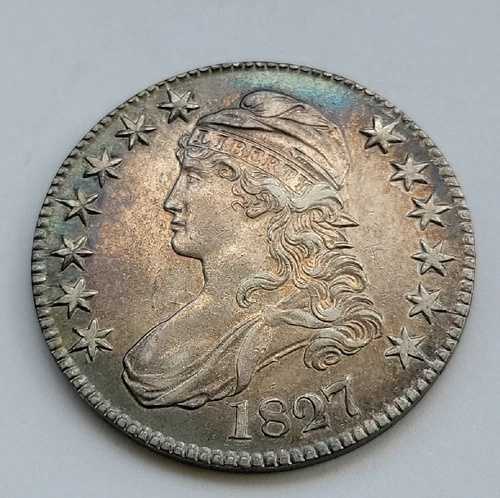 1827年製 キャップドバスト シルバー ハーフドル 50セント ~ 送料無料 1580