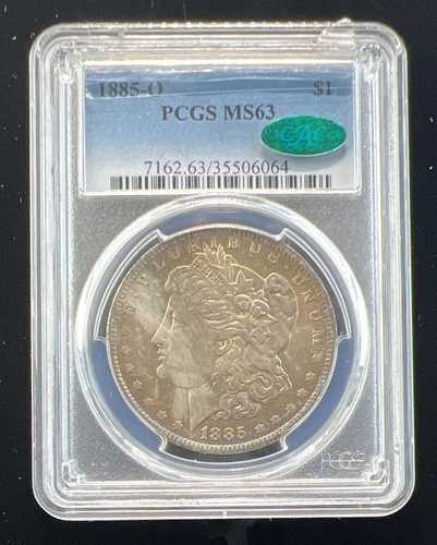 1885-O $1 PCGS / CAC MS63 モルガン銀貨 レインボートーン