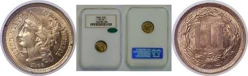 1866年製ニッケル3セント - NGC MS-64 CAC｜WORLD RESOURCE【QUEEN店】