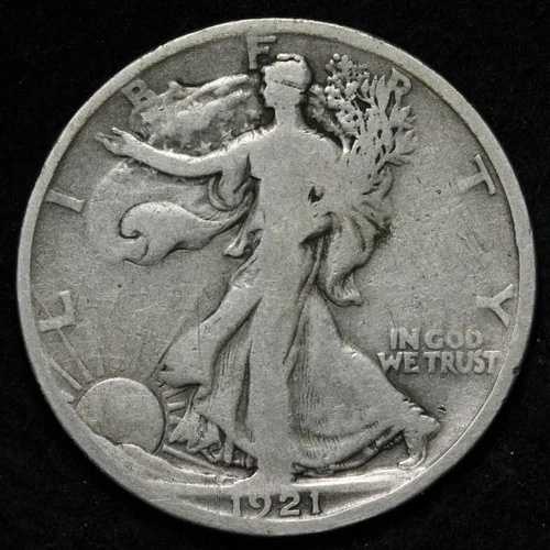 1921-D ウォーキング・リバティ・シルバー・ハーフドル VG+ E361 ATNLM
