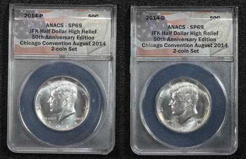 2014-P & D ケネディ ハーフダラー ハイリリーフ ANACS SP69 50周年記念 280R｜WORLD RESOURCE【QUEEN店】