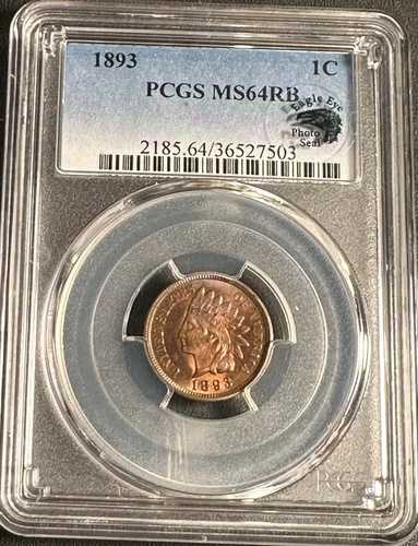 1893年インディアンヘッドセント PCGS MS64RB イーグルアイ写真シール｜WORLD RESOURCE【QUEEN店】