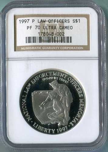 :1997-P $1 法執行官記念銀貨 NGC PF 70 UC レア R5 トップポップ｜WORLD RESOURCE【QUEEN店】 104,665円