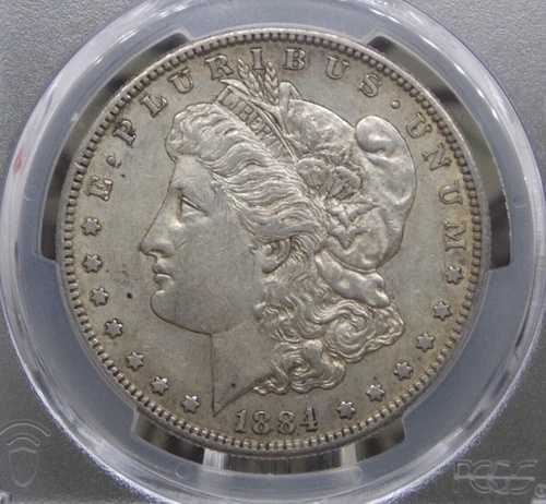 1884年「S」モルガン シルバードル $1 PCGS AU50 #457 未流通 ECC&C, Inc. について｜WORLD RESOURCE【QUEEN店】