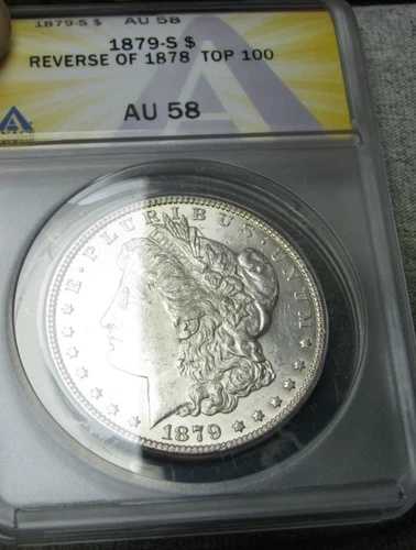 1879-S Rev '78 モルガン ダラー シルバー ---- AU-58 ANACS 素晴らしいコイン ---- #259C｜WORLD RESOURCE【QUEEN店】
