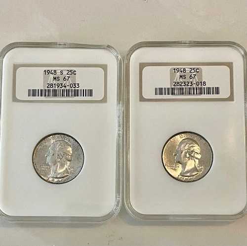 TWO____ 1948- NGC MS 67 ワシントン銀貨クォーター- 1948,1948-S｜WORLD RESOURCE【QUEEN店】