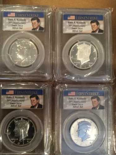 2014年 ファーストストライク 50 ケネディ Anv PCGS70、UHCAM、CAM 4枚セット シルバー コイン 鑑別済み｜WORLD RESOURCE【QUEEN店】