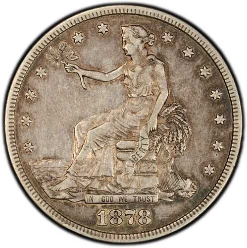 1878-S トレードドル PCGS ゴールドシールド XF ディテールクリーニング済み、美しい緑青｜WORLD RESOURCE【QUEEN店】