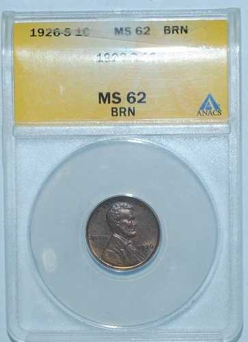 1926 S ANACS MS62BN ブラウン リンカーン ウィート セント｜WORLD RESOURCE【QUEEN店】