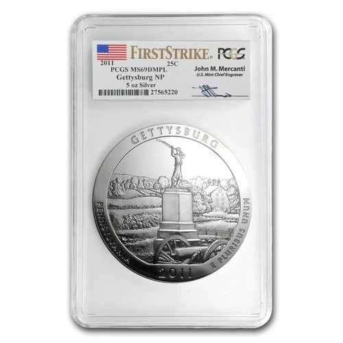 2011 5オンス シルバー ATB ゲティスバーグ MS-69 DMPL PCGS (FS、Mercanti)｜WORLD RESOURCE【QUEEN店】 105,270円