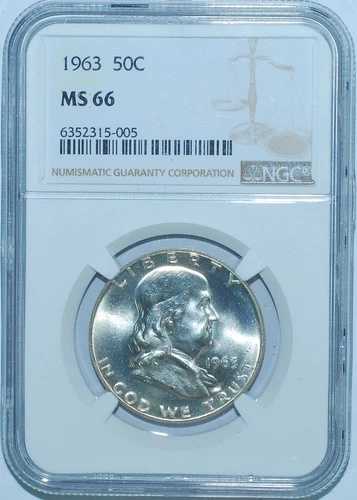 1963年 NGC MS66 フランクリン ハーフダラー｜WORLD RESOURCE【QUEEN店】