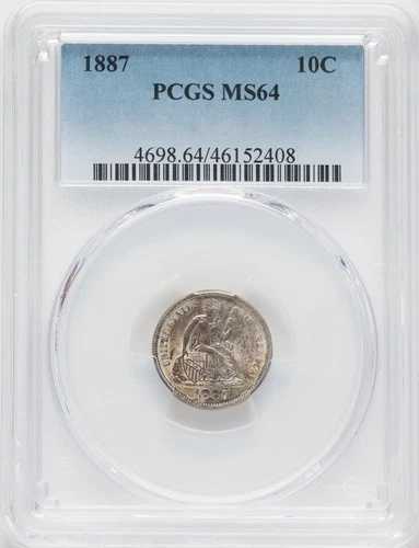 1887年製 自由の女神像 座像 ダイム 金貨 PCGS MS64 鑑定済 *金庫付き* 送料無料 105,875円