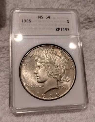 1925 年 1 ドル銀貨ピースダラー MS-64 旧 ANA ホルダー シャープ!