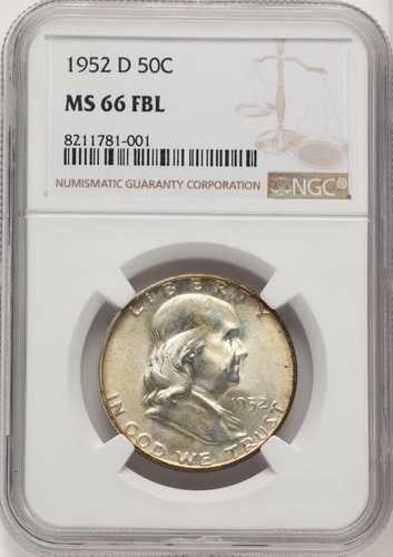 1952-D フランクリン ハーフダラー NGC MS66 FBL