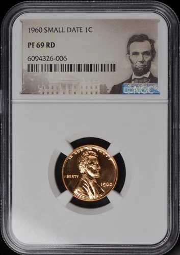 :1960 1C リンカーン セント スモール デイト レア NGC PF 69 RD レッド ローポップ 最高グレード