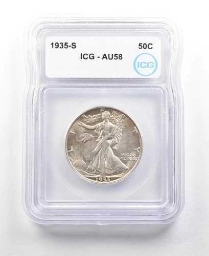 1935-S ウォーキング・リバティ・ハーフダラー AU58 ICG *6302