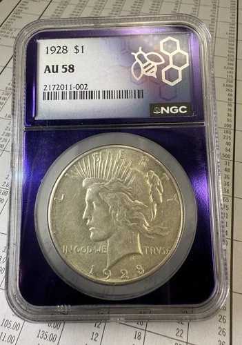 1928年 ピースダラー NGC AU 58 $1 90% シルバーダラー シリーズのキーデート