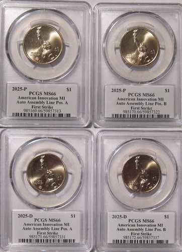 2025年 P&D ミシガン・イノベーション・オート・アセンブリー 1ドル PCGS MS66 A&B ファースト・ストライク