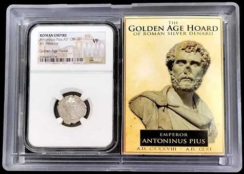 138-161年 銀貨 ローマ帝国 デナリウス帝 アントニヌス・ピウス NGC 非常に良い