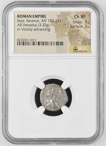 西暦193-211年 ローマ帝国 西暦193-211年 AR デナリウス セプテンバー セウェルス NGC 古代史 Ch XF