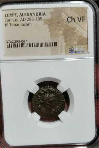 Carinus、AD 283-285 (BI Tetradrachm) Ch VF NGC。アレクサンドリア エジプト