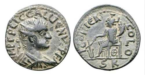 ガリエヌス ? イコニウムの 23mm、リカオニア、西暦 253 ～ 268 年。ローマ帝国。レア