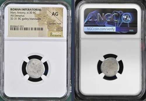 マルクス・アントニウス銀貨 デナリウス 紀元前30年 ローマ帝国軍団兵 NGC鑑定済み