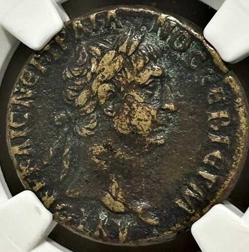 トラヤヌス シリア アンティオキア AE26 AD 98-117 碑文 花輪 NGC Ch VF