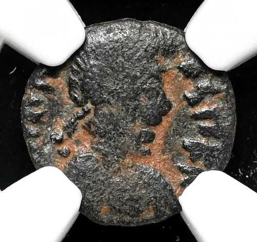 ローマ帝国。ヨハネス、西暦 423 ～ 425 年。 AE Nummus、レアな簒奪者、NGC VG