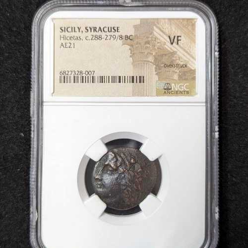 シチリア島、シラキュース NGC VF オーバーストラック ヒケタス 紀元前288-279年 AE21 6827328-007｜WORLD RESOURCE【QUEEN店】 58,740円