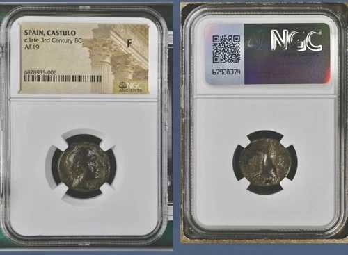 ケルト系オレタニ人 NGC 鑑定済み 古代イベリア貨幣 紀元前220-212年 雄牛 カストゥロ