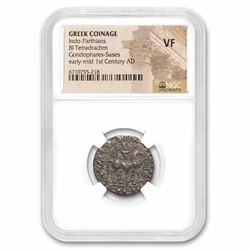 パルティア帝国 BI テトラドラクマ ゴンドファレス サセス (西暦 50-60 年) VF NGC