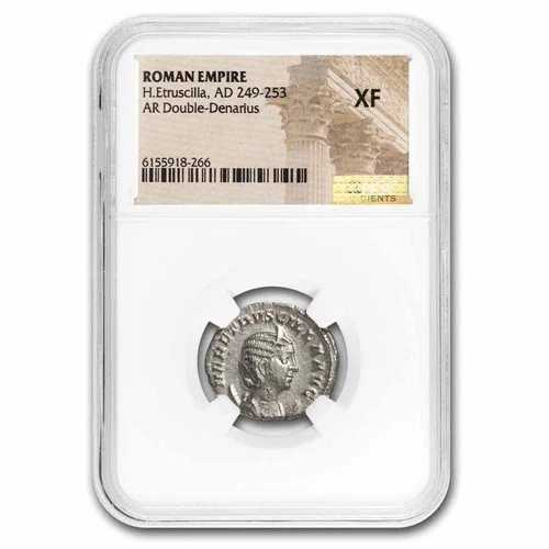 ローマ AR ダブルデナリウス H. エトルシラ 249-51 年 XF NGC (ランダムコイン)