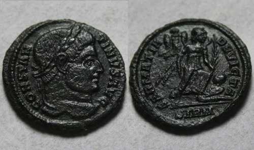 コンスタンティヌス337年 希少な古代ローマ硬貨 サルマティア捕虜に対する勝利