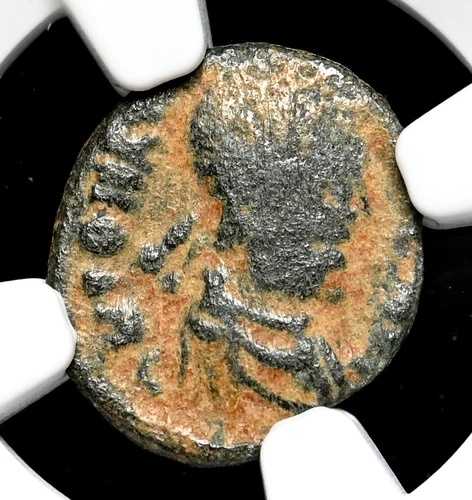 ローマ帝国。ヨハネス、西暦 423 ～ 425 年。 AE Nummus、レアな簒奪者、NGC Fine