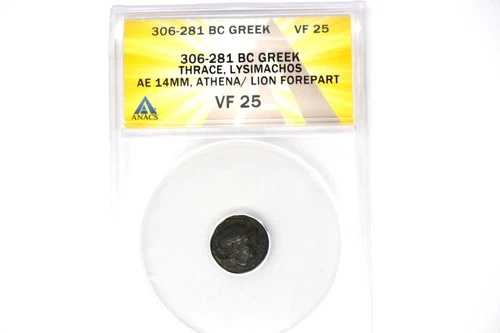 古代ギリシャ：トラキア、リュシマコス（紀元前306-281年）。AE（14mm）。ANACS VF-25。 55,660円